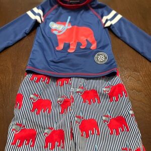 Andy & Evan little boy swim-wear. Red , White and Blue .Size 5Y